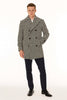 Mens Houndstooth Double-Breasted Overcoats – Classic Black and White Wool Blend Peacoat Wool Fabric