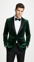 Men’s Olive Green Velvet Tuxedo Dinner Jacket – Black Satin Peak Lapel Formal Prom Wedding Blazer