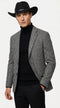 Men’s Grey Herringbone Winter Cowboy Blazer – Western Sport Coat Jacket
