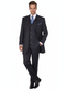Men’s Three Button Suits -  Navy Blue Pinstripe Three-Piece Suit – Classic Business and Formal Wear - Zoot Suit
