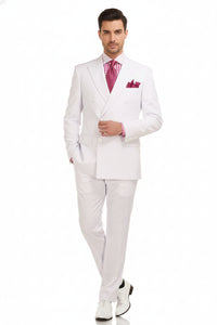 Men’s White Double-Breasted 3-Piece Suit Set – Premium Tailored Fit Formal Wedding and Evening Suit