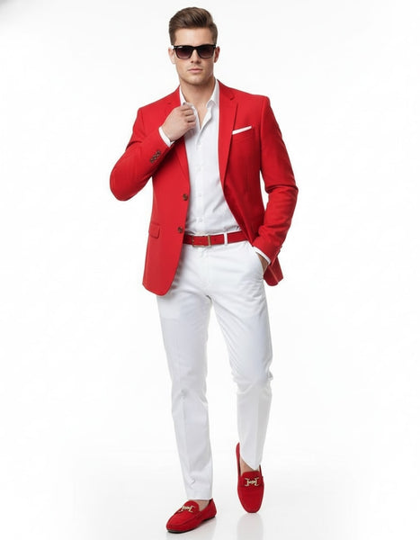 fitted lace wedding dress Mens Red Blazer and White Pants Set – Stylish Casual Dress Outfit For –  OvercoatUSA