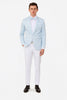 Mens Light Blue Paisley Tuxedo Jacket with Matching Bow Tie – Slim Fit Blazer for Weddings, Prom, and Formal Events