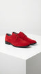 Men’s Red Suede Tuxedo Dress Shoes | Formal Lace-Up Wingtip Shoes for Wedding, Prom & Party - Velvet Shoe