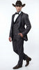 Charcoal Gray Western Tuxedo for Men | Classic Three Piece Formal Wedding and Evening Cowboy Tuxedo Suit With Trim Peak Lapel