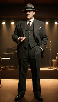 Al Capone Men’s Charcoal Gray Stripe 3-Piece Gangster Style Suit – 1920s Jazz Club Inspired Formal Suit Outfit