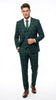 Men's Dark Green Plaid 3 Piece Suit – Checkered Suit Set for Wedding, Windowpane Tartan Fabric - Ultra Slim Fit