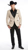 Men's Light Tan and Black Lapel Western Tuxedo Suit Set Wedding Party Cowboy Dress Tuxedo Black Pants