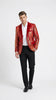 Men’s Red and Gold Sequin Christmas Holiday Blazer – Luxury Party Jacket for New Year, Wedding and Festive Events
