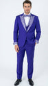Men’s Purple and white sivler lapel  Embellished Tuxedo Suit –  Formal Wedding, Prom, and Gala Outfit Mardi Gras