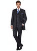 Men's Three Button Suits -  Navy Blue Pinstripe Three-Piece Suit – Classic Business and Formal Wear with Tailored Fit