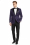 Men’s Purple Paisley Tuxedo Jacket – Ultra Slim Fit Dinner Blazer with Black Satin Peak Lapel