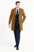 Men’s Camel Brown Wool Overcoat – Classic Long Dress Coat for Business and Casual Wear in Vecuna Color