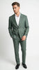 Men’s Tartan olive Green with blue checker Windowpane 2-Piece Suit – Modern Fit Plaid, Business and Formal Suit english styl