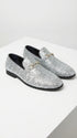 Men's Silver Gray Glitter Loafers | Sparkly Dress Shoes for Wedding, Prom, Party & Formal Events