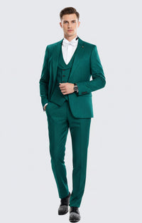 Men's Emerald Green Textured 3-Piece Suit Polk Dot Pattern Formal We OvercoatUSA Men's Emerald Green Textured 3-Piece Suit Polk Dot Pattern Formal We OvercoatUSA