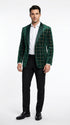 Men’s Green and Gold Plaid Christmas Holiday Blazer – Classic Check Party Jacket for New Year, Wedding and Festive New Year event