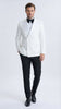 Men’s White Double Breasted Dinner Jacket Blazer with Black Pants – Formal Tuxedo Style Outfit for Weddings