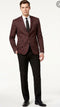 Men’s Burgundy Paisley Blazer Sport Coat – Velvet Dinner Jacket floral in Maroon Wine Color Ultra Slim Fit Smoking Jacket