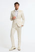 Men’s Champaign Ivory  Jacquard Paisley Tuxedo Suit with Satin Shawl Lapel – Elegant Wedding and Prom Outfit By Rossiman