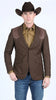 Men’s Dark Brown Western Blazer with Suede Yoke – Cowboy Sport Coat with Western Shoulder Details