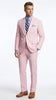Men’s Pink Seersucker 2 Piece Suit, Lightweight Summer Dress Suit for Weddings, Prom, Parties, and Special Occasions