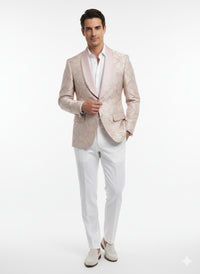 Men’s Lavender and Gold Tuxedo Embroidered Lilac Mauve Blazer – Designer Floral Pattern Wedding & Party Jacket