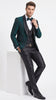 Tazzio Men’s Hunter Green & Black Paisley Tuxedo – Skinny Fit Shawl Collar 3-Piece Prom and Wedding Suit