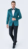 Mens Teal Blue Paisley Tuxedo Jacket – Elegant Shawl Lapel Dinner Blazer for Weddings, Prom and Formal Events - Greenish Blue