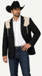 Men’s Black & Bone Tan Western Blazer – Cowboy Sport Coat with Suede Yoke for Rodeo, Ranch & Country Wear