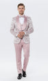 Men’s Light Pink Dusty Rose -  Floral Tuxedo Suit – Luxury Satin Shawl Lapel 3-Piece Formal Wedding and Prom Suit in Blush Mauve color