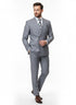 Mens Grey Tone on Tone Double-Breasted Suit – Classic Slim Fit 2 Piece Formal Business Gray Shadow Stripe