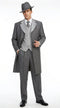 Men’s Grey Pinstripe Zoot Suit 3 Piece – 1920s Gangster Vintage Wide Lapel Suit with Vest for Wedding, Party