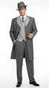 Men’s Grey Pinstripe Zoot Suit 3 Piece – 1920s Gangster Vintage Wide Lapel Suit with Vest for Wedding, Party