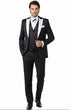 Men’s Black and White Lapel Prom Tuxedo Suit + Black Vest + Black Pants Peak Lapel