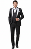Men’s Black and White Lapel Prom Tuxedo Suit + Black Vest + Black Pants Peak Lapel
