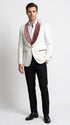 Men’s Ivory and Rose gold Floral Blazer – Elegant Shawl Lapel Formal Blazer Jacket for Wedding, Party, Prom