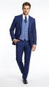 Vitali Men’s Navy Blue 3 Piece Suit with Light Blue Vest, Textured Formal Dress Suit for Weddings, Prom, Business Events, and Parties