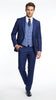Vitali Men’s Navy Blue 3 Piece Suit with Light Blue Vest, Textured Formal Dress Suit for Weddings, Prom, Business Events, and Parties