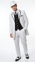 Men’s White Pinstripe 1920s Gangster 3 Piece Suit, Black Contrast Formal Costume Suit for Parties, Prom, Weddings, and Theme Events