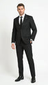 Men’s Black Tonal Shadow Pinstripe Vested Suit – 3 Piece Classic Fit Formal Wedding & Business Suit By Vitali