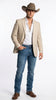 Men’s Cream Tan Beige Windowpane Plaid Western Blazer, Formal Cowboy Wedding Prom Sport Coat Jacket