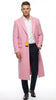 Men’s Pink Wool Blend Long Overcoat – Slim Fit Tailored Winter Coat - Carcoat - Topcoat