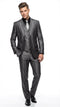 Mens Charcoal Gray Suit With Sheen -  | Shiny Texture Fabric Three Piece Wedding and Party Business