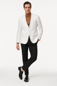 Men’s White Linen Blazer – Classic Two-Button Lightweight Sport Coat