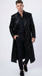 Men’s Black Sequin Long Coat with Satin Shawl Lapel – Luxury Statement Evening Overcoat
