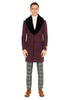 Mens Purple Wool Overcoat with Black Faux Fur Collar – Luxury Winter Dress Coat for Formal and Casual Wear