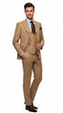Men's Tan Three-Piece Suit with Vest – Classic Tailored Fit  in camel khaki Bronze color By Rossiman