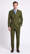 Men’s Olive Green Double-Breasted Suit – Classic Peak Lapel Wedding, Business Hunter Color