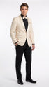 Men’s Champagne Tuxedo Dinner Jacket with Black Pants – Shawl Lapel Wedding, Prom and Formal Blazer